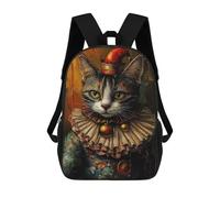 sinyumoney 17inchMochila Royal Cat in Renaissance Costume Mochila Escolar Impresa En 3D Para Niños Y Niñas, Mochila Para Portátil Para Niños/estudiantes/adultos