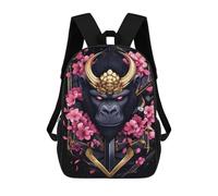 sinyumoney 17inchMochila Samurai Gorilla Art Print Animal Mochila Escolar Impresa En 3D Para Niños Y Niñas, Mochila Para Portátil Para Niños/estudiantes/adultos