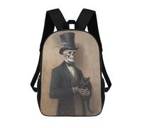 sinyumoney 17inchMochila Skeleton in Top Hat Holding Black Cat Mochila Escolar Impresa En 3D Para Niños Y Niñas, Mochila Para Portátil Para Niños/estudiantes/adultos