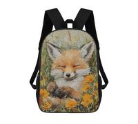 sinyumoney 17inchMochila Sleepy Fox in Flowers Mochila Escolar Impresa En 3D Para Niños Y Niñas, Mochila Para Portátil Para Niños/estudiantes/adultos
