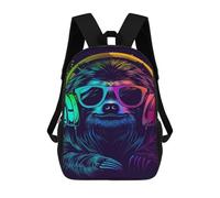 sinyumoney 17inchMochila Sloth Headphones Sunglasses Art Print Mochila Escolar Impresa En 3D Para Niños Y Niñas, Mochila Para Portátil Para Niños/estudiantes/adultos