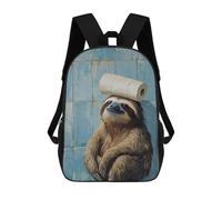 sinyumoney 17inchMochila Sloth with Toilet Paper Roll on Head Mochila Escolar Impresa En 3D Para Niños Y Niñas, Mochila Para Portátil Para Niños/estudiantes/adultos