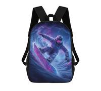 sinyumoney 17inchMochila Snowboarder in Neon Lights Mochila Escolar Impresa En 3D Para Niños Y Niñas, Mochila Para Portátil Para Niños/estudiantes/adultos
