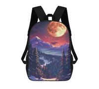 sinyumoney 17inchMochila Snowy Mountain Night with Full Moon Mochila Escolar Impresa En 3D Para Niños Y Niñas, Mochila Para Portátil Para Niños/estudiantes/adultos