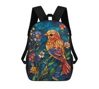 sinyumoney 17inchMochila Stained Glass Bird Artwork-3 Mochila Escolar Impresa En 3D Para Niños Y Niñas, Mochila Para Portátil Para Niños/estudiantes/adultos