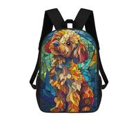 sinyumoney 17inchMochila Stained Glass Dog Artwork-2 Mochila Escolar Impresa En 3D Para Niños Y Niñas, Mochila Para Portátil Para Niños/estudiantes/adultos