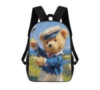 sinyumoney 17inchMochila Teddy Bear Golfer Painting Mochila Escolar Impresa En 3D Para Niños Y Niñas, Mochila Para Portátil Para Niños/estudiantes/adultos