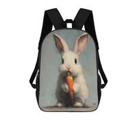 sinyumoney 17inchMochila White Bunny with Carrot Mochila Escolar Impresa En 3D Para Niños Y Niñas, Mochila Para Portátil Para Niños/estudiantes/adultos