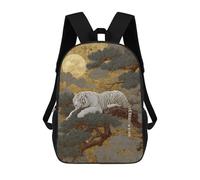 sinyumoney 17inchMochila White Tiger Moonlit Forest Art Print Mochila Escolar Impresa En 3D Para Niños Y Niñas, Mochila Para Portátil Para Niños/estudiantes/adultos