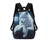 sinyumoney 17inchMochila White Wolf Under Moonlight Mochila Escolar Impresa En 3D Para Niños Y Niñas, Mochila Para Portátil Para Niños/estudiantes/adultos