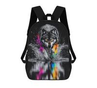 sinyumoney 17inchMochila Wolf in Water Reflection Mochila Escolar Impresa En 3D Para Niños Y Niñas, Mochila Para Portátil Para Niños/estudiantes/adultos