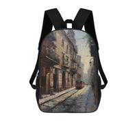 sinyumoney 2 Mochilas Barcelona Colorful Street Mochila Escolar Para Niños Mochila Escolar Impresa En 3D Para Niños Estudiantes De Primaria Y Secundaria 17inch