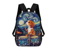 sinyumoney 2 Mochilas Beagle Drummer Starry Night Mochila Escolar Para Niños Mochila Escolar Impresa En 3D Para Niños Estudiantes De Primaria Y Secundaria 17inch