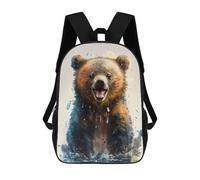 sinyumoney 2 Mochilas Bear Watercolor Drawing Mochila Escolar Para Niños Mochila Escolar Impresa En 3D Para Niños Estudiantes De Primaria Y Secundaria 17inch
