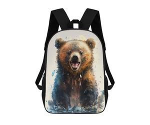 sinyumoney 2 Mochilas Bear Watercolor Drawing Mochila Escolar Para Niños Mochila Escolar Impresa En 3D Para Niños Estudiantes De Primaria Y Secundaria 17inch