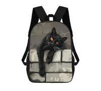 sinyumoney 2 Mochilas Black Cat on Brick Wall Mochila Escolar Para Niños Mochila Escolar Impresa En 3D Para Niños Estudiantes De Primaria Y Secundaria 17inch