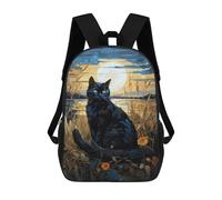 sinyumoney 2 Mochilas Black Cat Painting Moon Mochila Escolar Para Niños Mochila Escolar Impresa En 3D Para Niños Estudiantes De Primaria Y Secundaria 17inch
