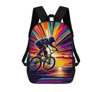 sinyumoney 2 Mochilas BMX Sunset Wpap Pop Art Mochila Escolar Para Niños Mochila Escolar Impresa En 3D Para Niños Estudiantes De Primaria Y Secundaria 17inch