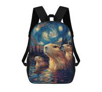 sinyumoney 2 Mochilas Capybara Under Starry Night Mochila Escolar Para Niños Mochila Escolar Impresa En 3D Para Niños Estudiantes De Primaria Y Secundaria 17inch