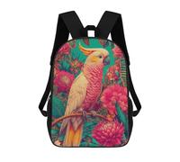 sinyumoney 2 Mochilas Cockatoo in Tropical Floral Setting Mochila Escolar Para Niños Mochila Escolar Impresa En 3D Para Niños Estudiantes De Primaria Y Secundaria 17inch
