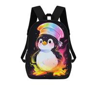 sinyumoney 2 Mochilas Colorful Penguin Chef Mochila Escolar Para Niños Mochila Escolar Impresa En 3D Para Niños Estudiantes De Primaria Y Secundaria 17inch
