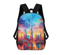 sinyumoney 2 Mochilas Dubai Art Mochila Escolar Para Niños Mochila Escolar Impresa En 3D Para Niños Estudiantes De Primaria Y Secundaria 17inch
