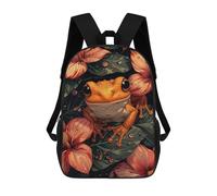 sinyumoney 2 Mochilas Frog in Flowers Mochila Escolar Para Niños Mochila Escolar Impresa En 3D Para Niños Estudiantes De Primaria Y Secundaria 17inch