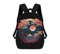 sinyumoney 2 Mochilas Japanese Wolf Night Mochila Escolar Para Niños Mochila Escolar Impresa En 3D Para Niños Estudiantes De Primaria Y Secundaria 17inch