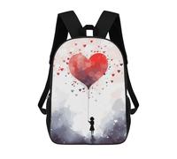 sinyumoney 2 Mochilas Love Heart Balloon Mochila Escolar Para Niños Mochila Escolar Impresa En 3D Para Niños Estudiantes De Primaria Y Secundaria 17inch
