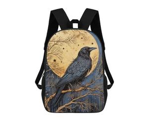 sinyumoney 2 Mochilas Raven at Night Mochila Escolar Para Niños Mochila Escolar Impresa En 3D Para Niños Estudiantes De Primaria Y Secundaria 17inch