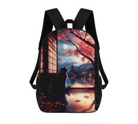sinyumoney 2 Mochilas Serene Cute Cat Scenery Mochila Escolar Para Niños Mochila Escolar Impresa En 3D Para Niños Estudiantes De Primaria Y Secundaria 17inch