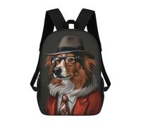 sinyumoney 2 Mochilas Shetland Sheepdog in Suit And Hat Mochila Escolar Para Niños Mochila Escolar Impresa En 3D Para Niños Estudiantes De Primaria Y Secundaria 17inch