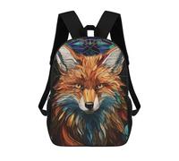 sinyumoney 2 Mochilas Stained Glass Fox Portrait Mochila Escolar Para Niños Mochila Escolar Impresa En 3D Para Niños Estudiantes De Primaria Y Secundaria 17inch