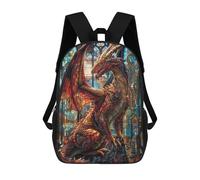 sinyumoney 2 Mochilas Stained Treasure Dragon Mochila Escolar Para Niños Mochila Escolar Impresa En 3D Para Niños Estudiantes De Primaria Y Secundaria 17inch