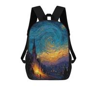 sinyumoney 2 Mochilas Starry Night Inspired Village Painting Mochila Escolar Para Niños Mochila Escolar Impresa En 3D Para Niños Estudiantes De Primaria Y Secundaria 17inch