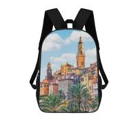 sinyumoney 2 Mochilas The Colors of Menton Mochila Escolar Para Niños Mochila Escolar Impresa En 3D Para Niños Estudiantes De Primaria Y Secundaria 17inch