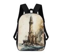 sinyumoney 2 Mochilas The Light House Alexandria Mochila Escolar Para Niños Mochila Escolar Impresa En 3D Para Niños Estudiantes De Primaria Y Secundaria 17inch
