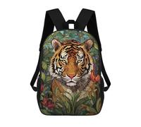 sinyumoney 2 Mochilas Tiger Stained Glass Mochila Escolar Para Niños Mochila Escolar Impresa En 3D Para Niños Estudiantes De Primaria Y Secundaria 17inch
