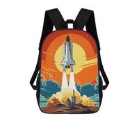 sinyumoney 2 Mochilas Vintage Rocket Mochila Escolar Para Niños Mochila Escolar Impresa En 3D Para Niños Estudiantes De Primaria Y Secundaria 17inch
