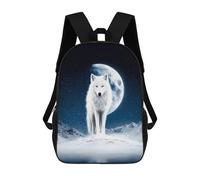 sinyumoney 2 Mochilas White Wolf Under The Winter Moon Mochila Escolar Para Niños Mochila Escolar Impresa En 3D Para Niños Estudiantes De Primaria Y Secundaria 17inch