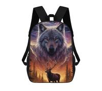 sinyumoney 2 Mochilas Wolf Deer Fantasy Landscape Mochila Escolar Para Niños Mochila Escolar Impresa En 3D Para Niños Estudiantes De Primaria Y Secundaria 17inch