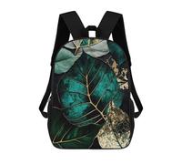 sinyumoney 2Mochila 3D Abstract Botanic Gold Art Mochila Escolar Para Niños Mochila Para Libros Mochila Moderna Mochila Para Portátil Para Niños Y Niñas 17inch
