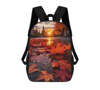 sinyumoney 2Mochila 3D Autumn Leaves in Puddle Mochila Escolar Para Niños Mochila Para Libros Mochila Moderna Mochila Para Portátil Para Niños Y Niñas 17inch