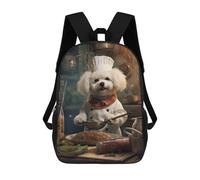 sinyumoney 2Mochila 3D Bichon Frise Chef Mochila Escolar Para Niños Mochila Para Libros Mochila Moderna Mochila Para Portátil Para Niños Y Niñas 17inch
