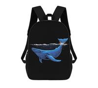 sinyumoney 2Mochila 3D Blue Whale Mochila Escolar Para Niños Mochila Para Libros Mochila Moderna Mochila Para Portátil Para Niños Y Niñas 17inch