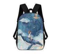 sinyumoney 2Mochila 3D Boy Riding Whale Starry Sky Mochila Escolar Para Niños Mochila Para Libros Mochila Moderna Mochila Para Portátil Para Niños Y Niñas 17inch