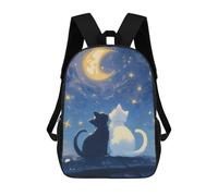 sinyumoney 2Mochila 3D Cats Under The Moon - Cat Lovers Mochila Escolar Para Niños Mochila Para Libros Mochila Moderna Mochila Para Portátil Para Niños Y Niñas 17inch