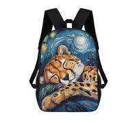 sinyumoney 2Mochila 3D Cheetah Sleeping Under Starry Night Mochila Escolar Para Niños Mochila Para Libros Mochila Moderna Mochila Para Portátil Para Niños Y Niñas 17inch