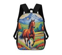 sinyumoney 2Mochila 3D Colorful Horse in Landscape Digital Art Mochila Escolar Para Niños Mochila Para Libros Mochila Moderna Mochila Para Portátil Para Niños Y Niñas 17inch