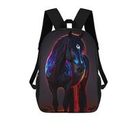 sinyumoney 2Mochila 3D Colorful Horse Mochila Escolar Para Niños Mochila Para Libros Mochila Moderna Mochila Para Portátil Para Niños Y Niñas 17inch
